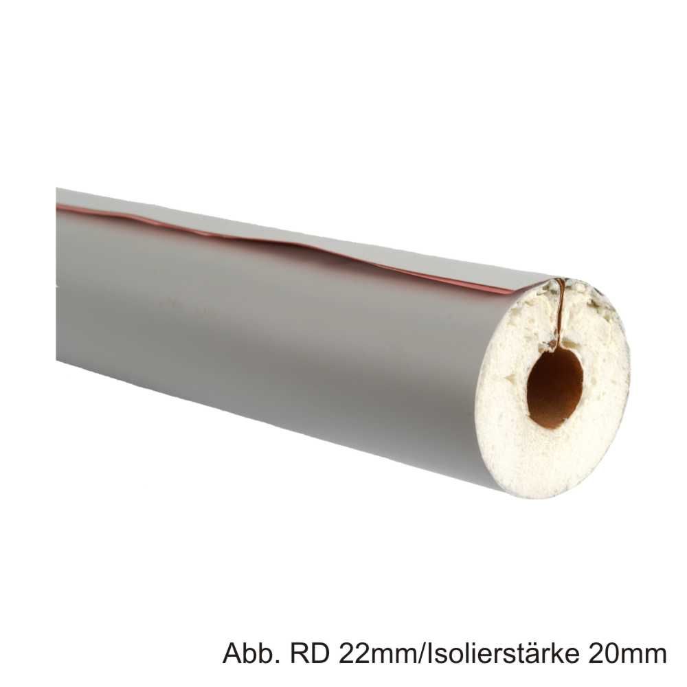 PUR-Isolierschale mit PVC-Mantel, Länge 1m, 100%, RD 22mm / Isolierstärke  20mm