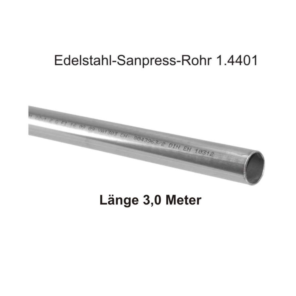 Viega Edelstahl-Sanpress-Rohr 1.4401, Länge 3,0m, 88,9 x 2 mm