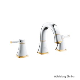 GROHE Grandera 3-Loch-WT-Batterie flacher Auslauf chrom/gold, 20624IG0