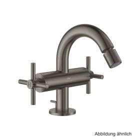 GROHE Atrio 2-Griff-Bidetbatt. Kreuz-Griff hard graphite gebürstet, 24353AL0