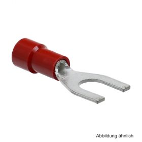 Quetschkabelschuh rot, isoliert, Gabelform, 0,5-1 mm², M5, 100 Stück