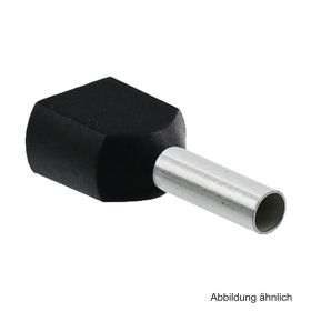 Zwillingsaderendhülse schwarz, isoliert, 2x1,5 mm², Länge 8mm, 100 Stück