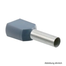 Zwillingsaderendhülse grau, isoliert, 2x4 mm², Länge 12mm, 100 Stück