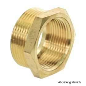 Rotguss Reduzierstück, breite Ausführung, 1" AG x 3/4" IG