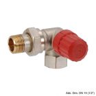 Danfoss Ventilunt. RA-N 10 3/8", Winkeleck rechts, matt vernickelt, 013G0231